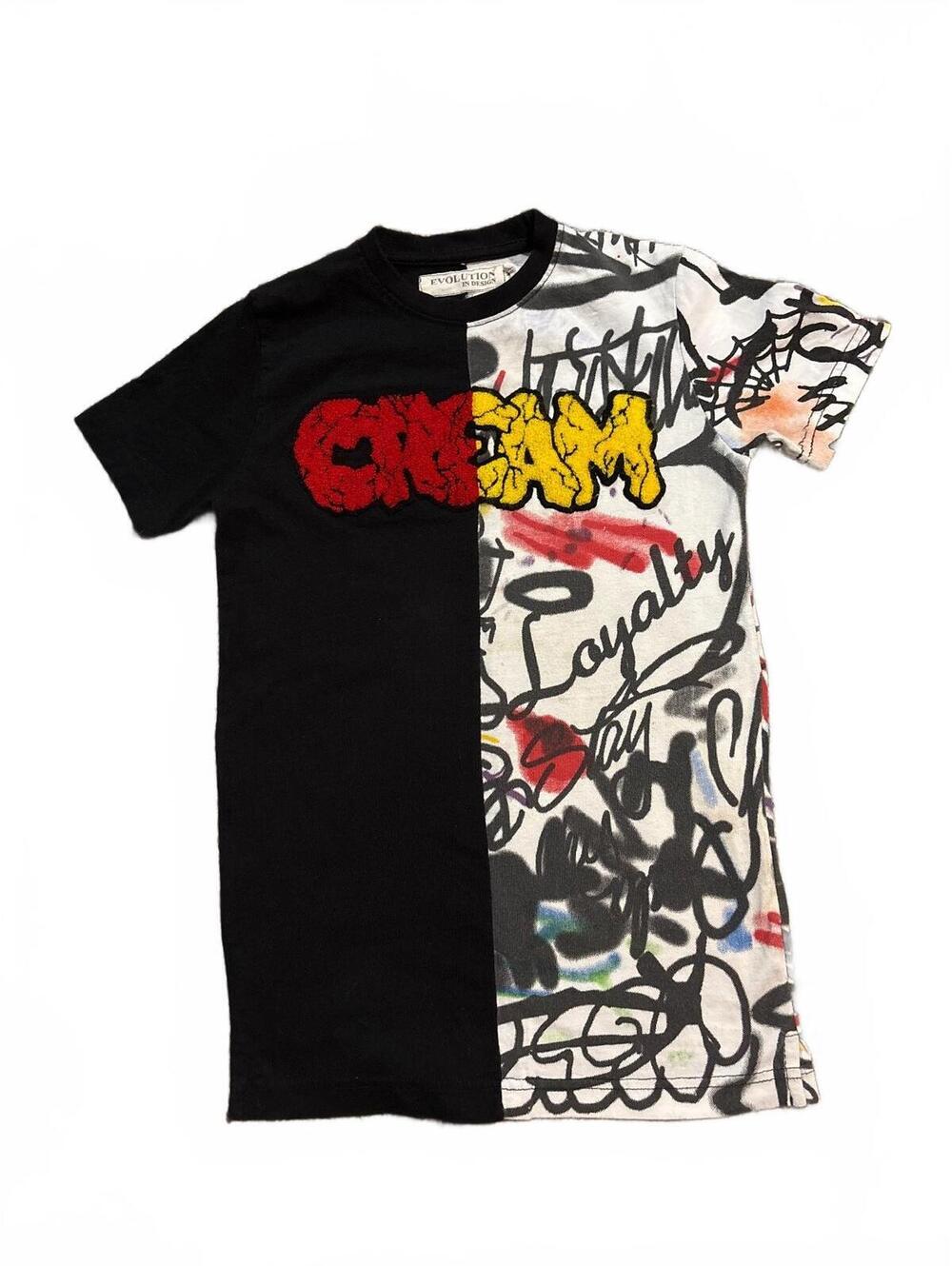 Evolution In Design Shirt Kids Medium M 100% Cotton Black Chenille Patch Graphic